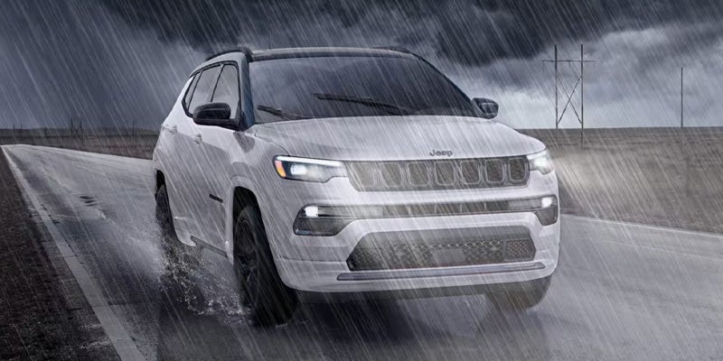 2025 Jeep Compass driving in the rain